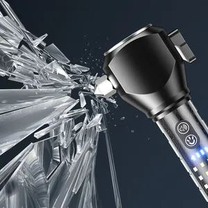 Wholesale 1500LM Multi-function Safety Hammer Flashlight 20W White Laser Rechargeable Car Emergency Torch With Power Bank Magnetic Tail thumbnail-2