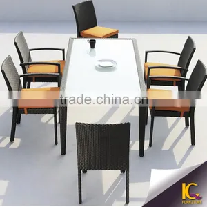 Aluminum Synthetic Rattan Outdoor Restaurant Dining Set With Waterproof Cushion thumbnail-6