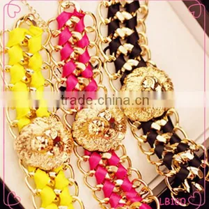 2015 Fashion New Design Latest Europe And American Lion Head Bracelet Leather Chain Bracelet thumbnail-1
