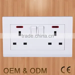 British Standard Duplex Switched Socket Outlet With Neon Indicator Supplier's Choice thumbnail-1