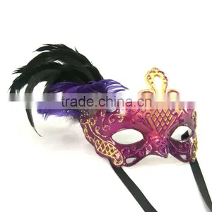 Plastic Pink Mask For Christmas With Black Feather thumbnail-1