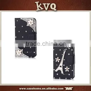 New Fashion Bling Crystal Diamonds Pearls PU Leather Flip Stand Wallet Case Cover for Iphone6s thumbnail-5