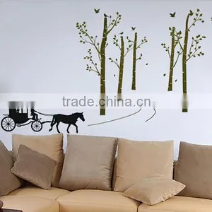 Black Trees Birds Carriage Wall Decal Home Sticker Paper Removable Living Room Bedroom Art Picture DIY Mural thumbnail-5