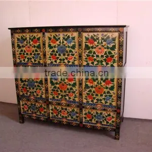 Antique Tibetan Style Furniture Wood Cabinet Design thumbnail-1