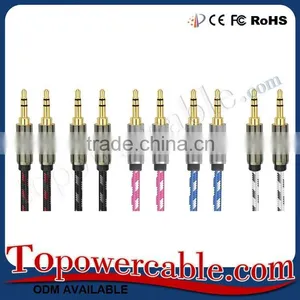 Nice Braided Gold Plated 3.5Mm Stereo Double Colors Aux Cable High End Audio Cables For Aux Devices For Samsung Grand X3 thumbnail-1