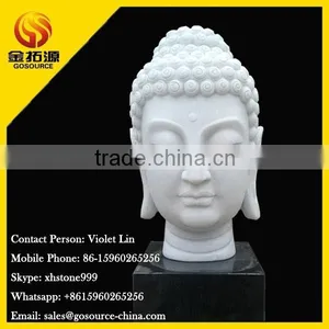 White Marble Stone Buddha Head thumbnail-1