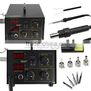 2in1 SMD Soldering Rework Station Hot Air & Iron 852D+ 5Tips ESD PLCC BGA thumbnail-2