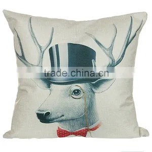 Popular Chiristmas Home Decorative Deer Printing Linen Cheap Cushion Cover thumbnail-3