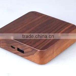 AWC911 Best Portable Wood Charger Portable Polymer Battery 5200mah 7800mah 10400mah Square Wooden Charger Power Bank 10400 thumbnail-3