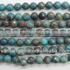 Loose Gemstone Blue Jasper Faceted Round Bead thumbnail-1