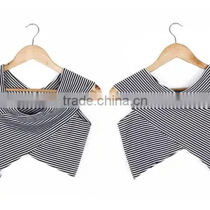 Latest Design Summer Tops 2017 Cross Front Women Crop Tops Wholesale thumbnail-5