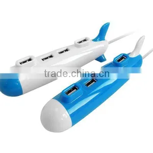 PC Airplane Shape 4 Port Usb 2.0 Hub NEW thumbnail-1