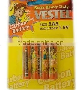 AAA/R03 Batteries 1.5V Carbon Battery With PVC Jacket thumbnail-1