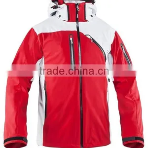 2015 Fashion Design Red and White Waterproof Zipper Softshell Jacket for Men thumbnail-1
