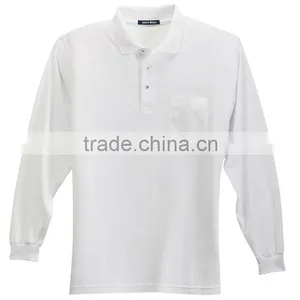 Mens Long Sleeve Polo Shirt With Front Pocket thumbnail-1