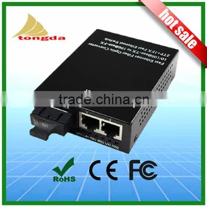 1 Fiber to 2 UTP Unmanaged RJ45 20km 10/100/1000Mbps Megabit Ethernet Fiber Switch IP Camera thumbnail-1