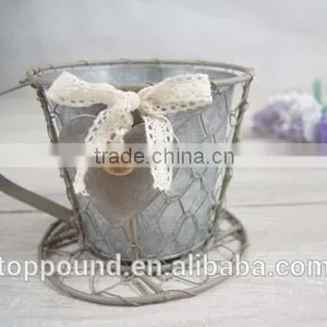Cup and Saucer Decorative Metal Flower Pot thumbnail-1