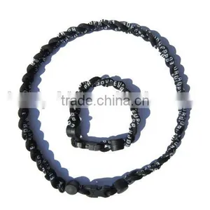 Blue & White 1Set Titanium Baseball Sports Necklace & Bracelet, 3 Ropes thumbnail-3