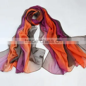 100%silk Multi-coloured Long Silk Scarves thumbnail-4