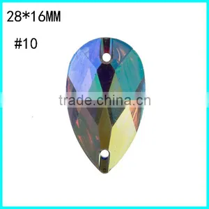 Flatback Rhinestone,Teardrop Acrylic Stone 17*28mm , AB Sew On Stone Quality Choice thumbnail-2