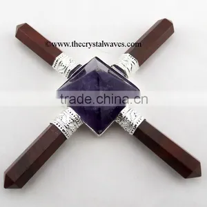 Red Jasper & Amethyst Pyramid Energy Generator thumbnail-1