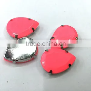 18*25mm Navette Marquise Neon Hot Pink Pastel Candy Acrylic Rhinestone Metal Claw Sewing on Craft Hobby Bracelet DIY Trim thumbnail-2