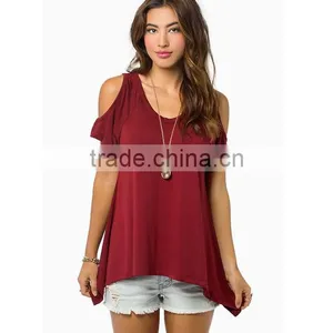 Woman's Casual Loose Sexy Strapless Cotton T Shirt thumbnail-4