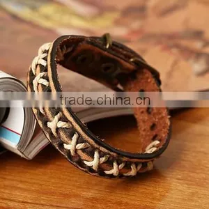 Fashion Jewelry Leather Bracelet Punk Motorcycle Biker Bangle Bracelets thumbnail-3