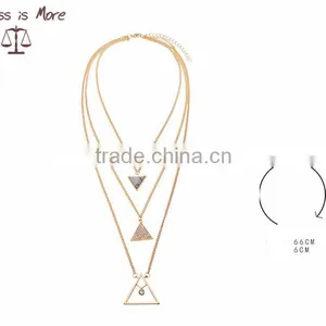 Yiwu Factory Three Layers Triangle Turquoise Necklace thumbnail-1