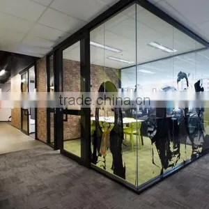 Office Glass Wall Partitions With Door Decoration Printing On Flat Glass thumbnail-1