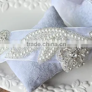 Wholesale Beaded Wedding Accessory Rhinestone Pearl Bridal Sash Jewelry Applique WA003 thumbnail-2