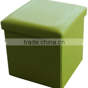 Green PVC Leather Pouf Stool thumbnail-1