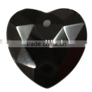 40mm Faceted Heart Black Agate Gemstone Heart Pendant thumbnail-1