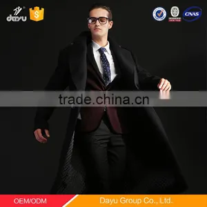 Long Style Black 100% Wool Fabric Cashmere Wool Coat and Jacket for Man Jacket thumbnail-1