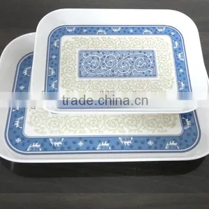 Long Square Blue and White Porcelain Style Melamine Plate thumbnail-1