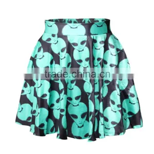 Girls In Short Skirts TuTu Printing Green Skull Skirt Drop Shipping N13-38 thumbnail-1