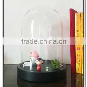 33*18 26*15 20*14 6*8cm Curios- Decorative Art Bell Jar | Vintage Style Bottle Charm Mini Glass Dome With Wood Base Terrarium thumbnail-1