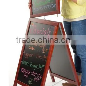 18 x 26 A-frame Chalkboard, Black Wet Erase Surface, With Header, 2 Sided - Cherry(AF-B-143) thumbnail-3