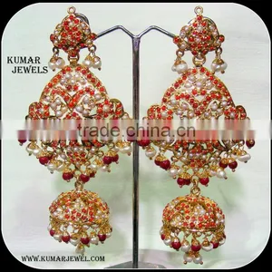 Coral and Pearl Jadau Earring thumbnail-1