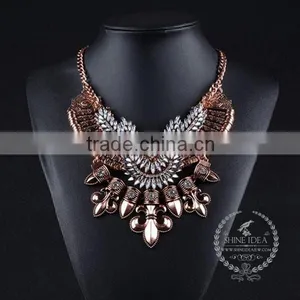 High Quality Vintage Acrylic Rhinestone Chunky Statement Necklace Tin Alloy Fashion Women Pendant Necklace 6390098 thumbnail-3