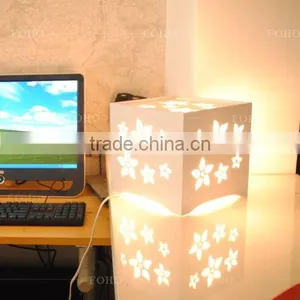 White Color Creative DIY Carved Table Lamp With Wood-Plastic Composites Material (FH-BL04501) thumbnail-3