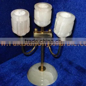 Hot Sale Popular ONYX CANDLE HOLDERS STANDS BRASS WORK thumbnail-5