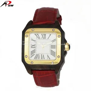 Luxury Men Watch Square Watches Case Stainless Steel Wooden Watch With Butterfly Buckle thumbnail-1