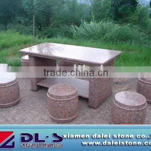 Red Granite Table and Chair thumbnail-1