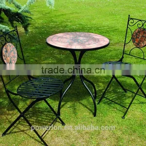 Mosaic Bistro Set Golden Brown KD Table Folds up Chair thumbnail-6