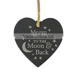 Natural Slate Hanging Heart With Rope ,decorative Salte Plaque thumbnail-1