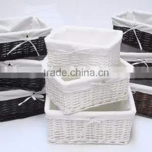 Wholesale Willow Basket With Fabric Liner, Wicker Basket in White Color thumbnail-1