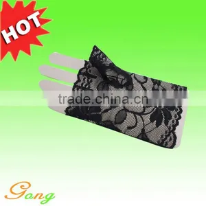 Black Fingerless Lace Gloves for Party thumbnail-1