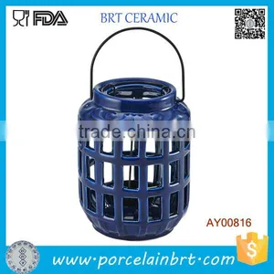 Blue Color Ceramic Window Pane Lantern thumbnail-1