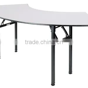 Hot Sale PVC Covered Plywood 18mm Crescent Folding Table QZ6004 thumbnail-1